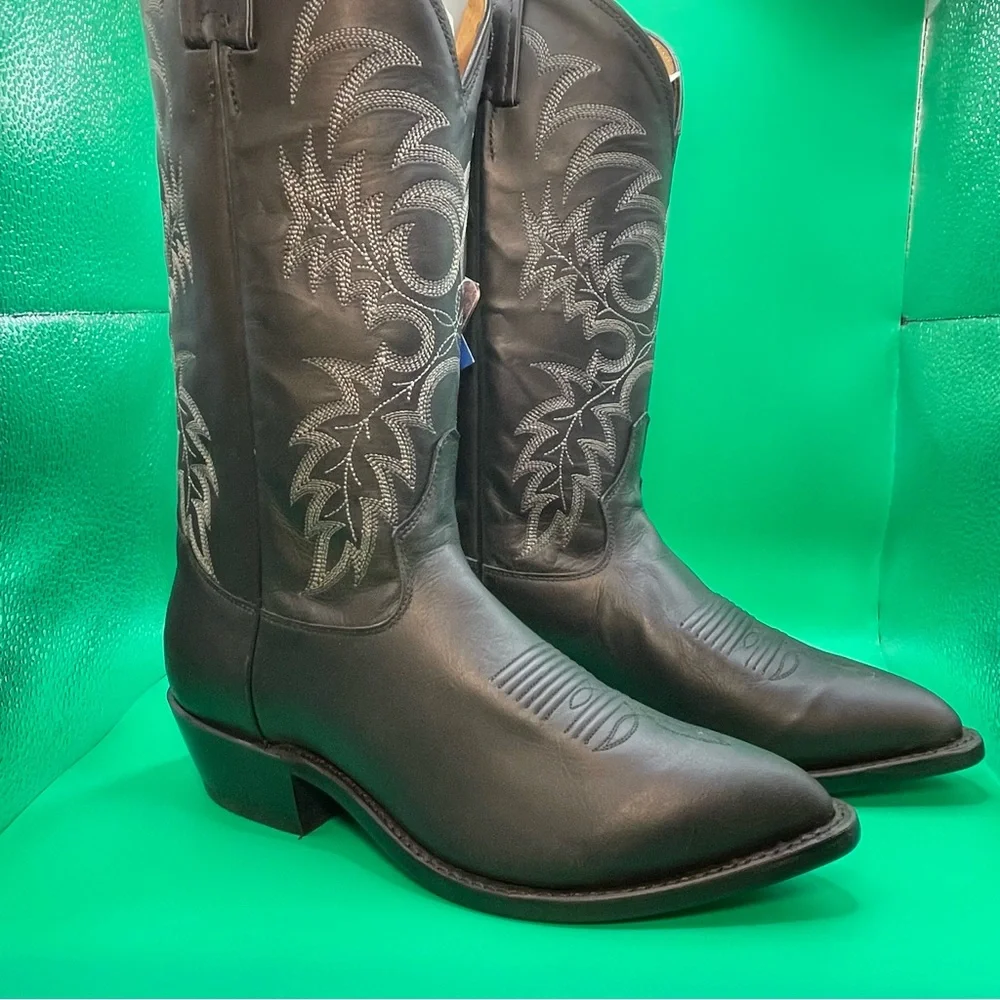 Tony Lama "Stallion" Black Western Boots with Silver Stitching 6.5EE 🤠 - Picture 5 of 9